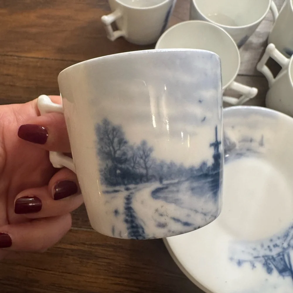 Vintage England Porcelain Demitasse Cup & Saucer Set Blue  Holland C & Co - Picture 3 of 4